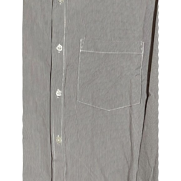 Old Navy Shirt Size XXL Mens Classic Button Up Long Sleeve Brown Pin Stripe 2XL - Picture 2 of 6